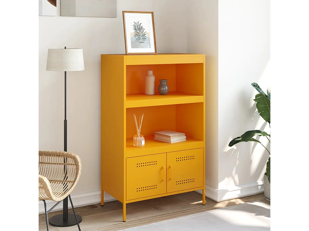 Buffet haut jaune moutarde 68x39x113 cm acier