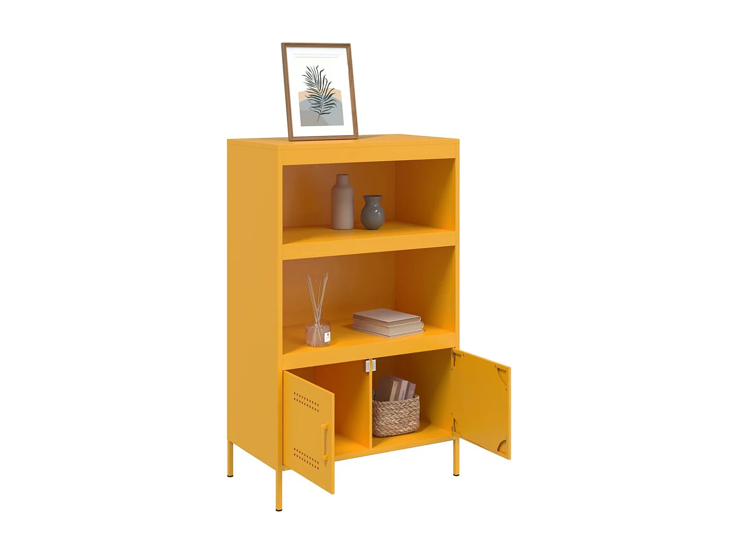 Buffet haut jaune moutarde 68x39x113 cm acier