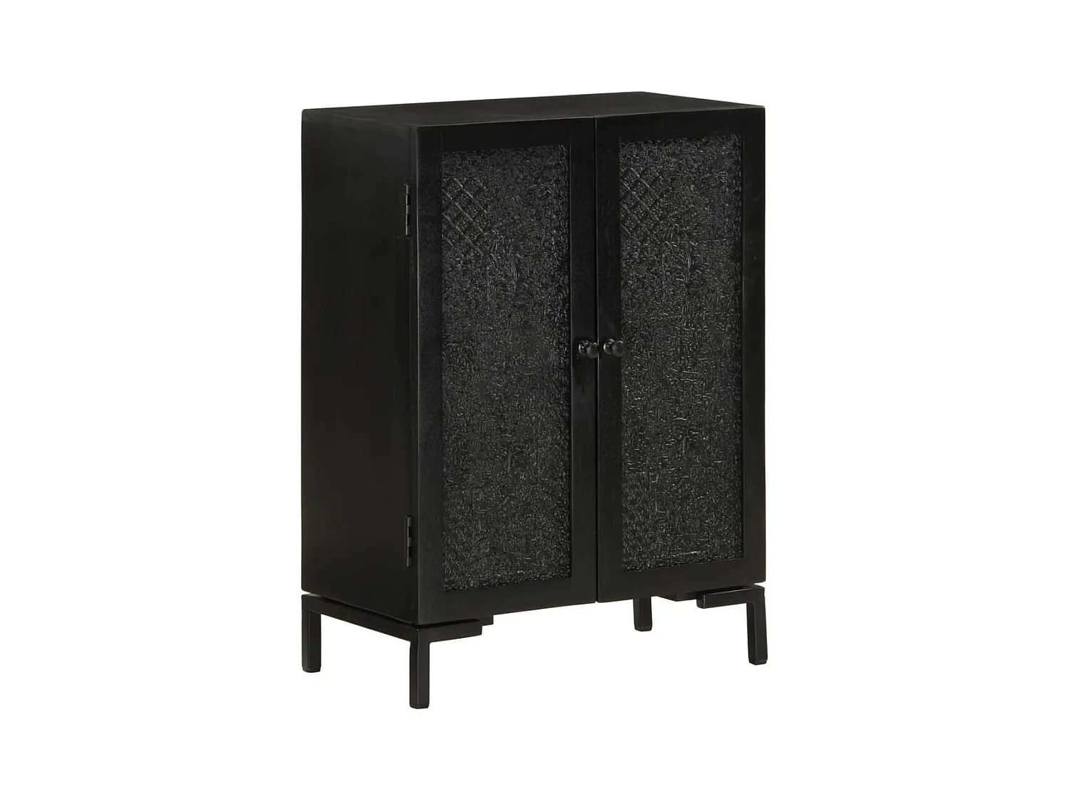 Aparador negro 55x30x77 cm madera maciza de mango y hierro