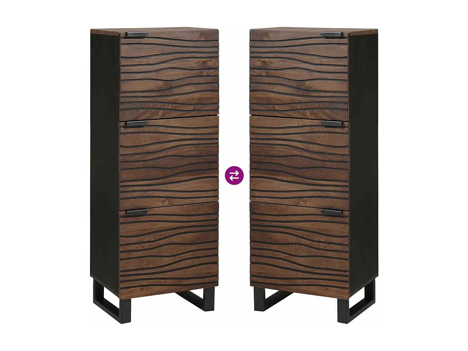 Highboard en bois de noyer Marron 40 x 33.5 x 110 cm