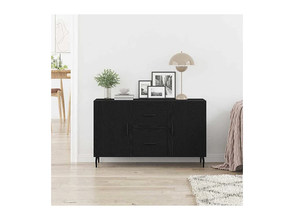 Credenza in rovere nero 100x36x60 cm in legno ingegnerizzato