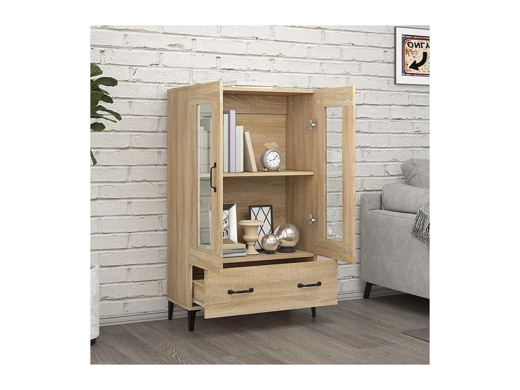 Aparador alto roble Sonoma 70x31x115 cm Madera de ingeniería