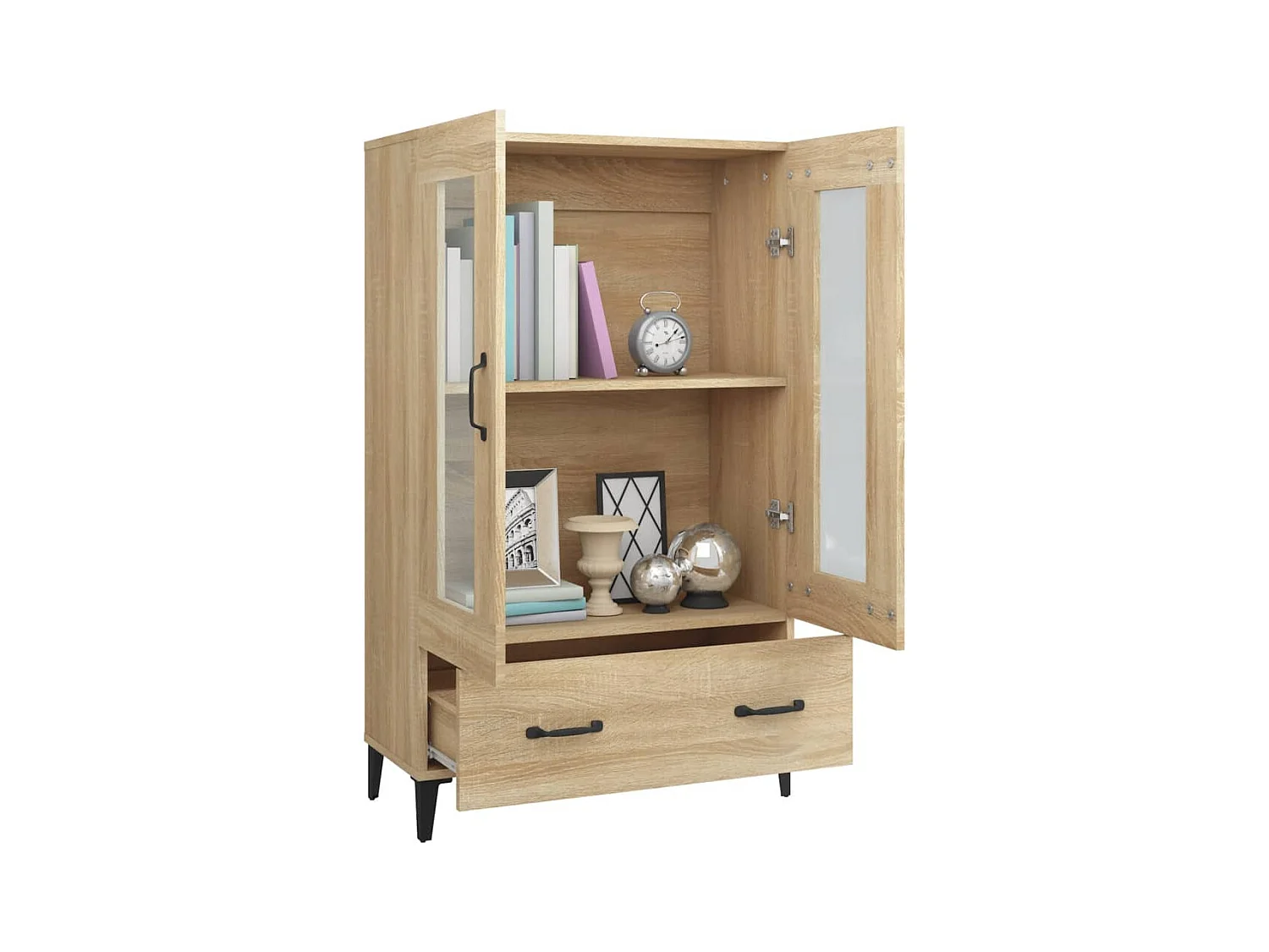 Aparador alto roble Sonoma 70x31x115 cm Madera de ingeniería