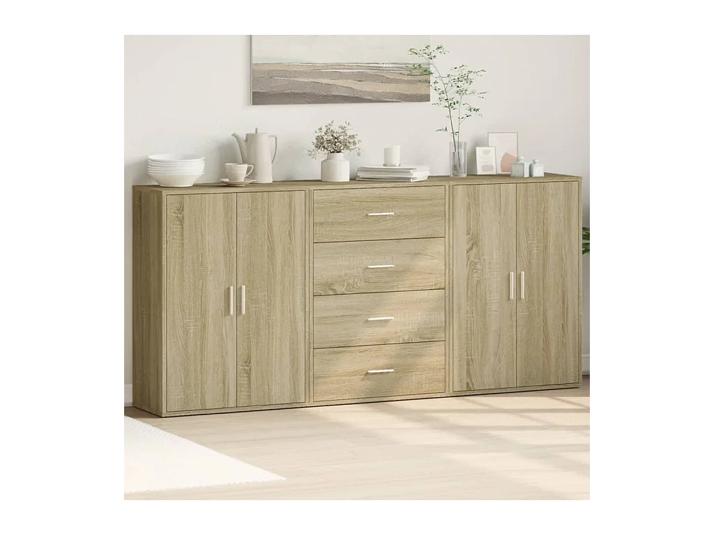 Buffets 3 pcs chêne sonoma 60x31x84 cm bois d'ingénierie