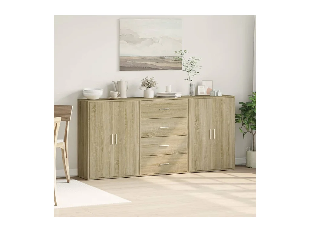 Buffets 3 pcs chêne sonoma 60x31x84 cm bois d'ingénierie