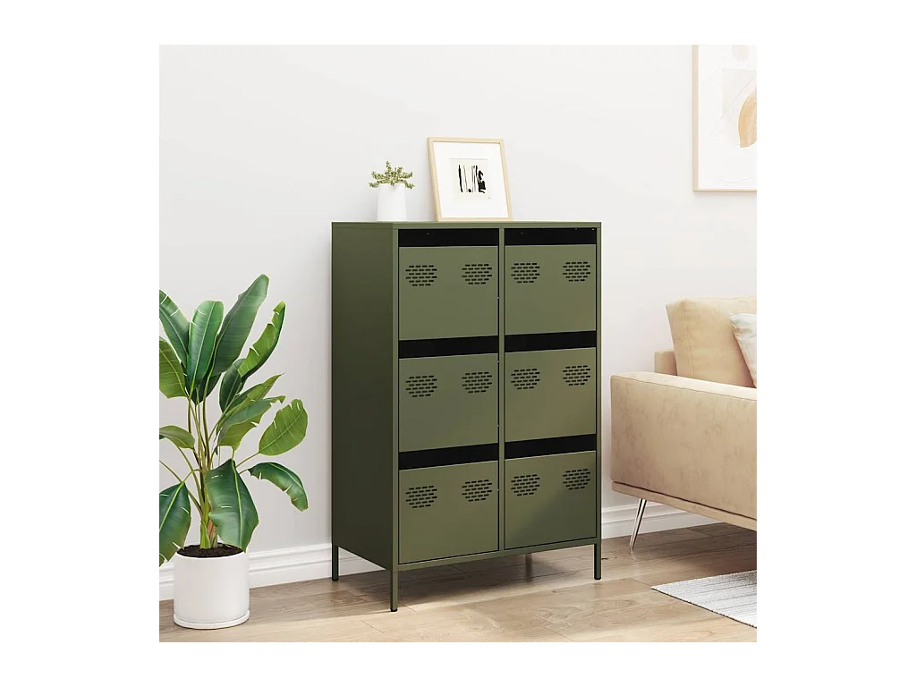 Buffet haut vert olive 68x39x101,5 cm acier