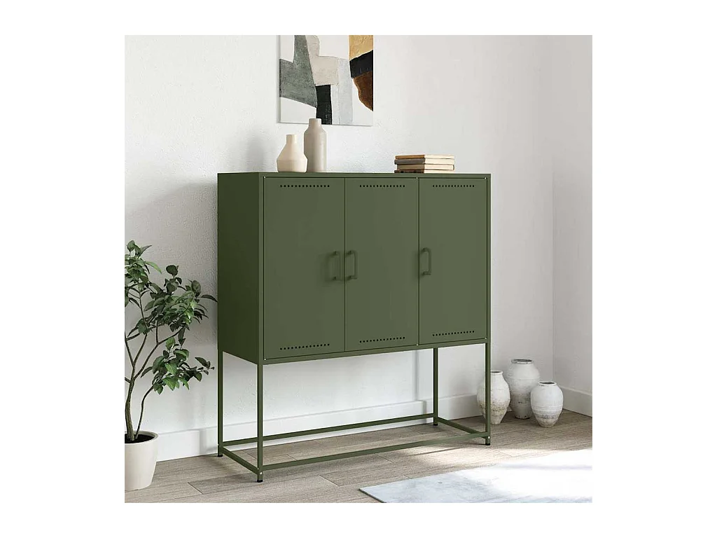 Buffet haut vert olive 100,5x39x107 cm acier