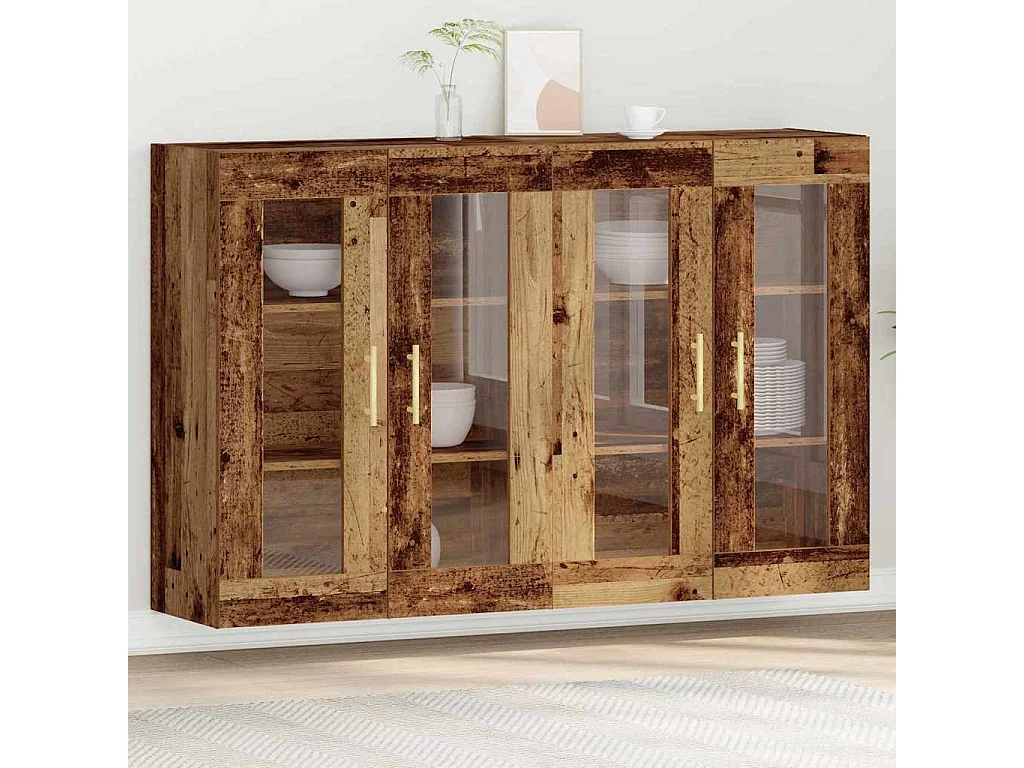 Pensili 2 pezzi in legno antico 69,5 x 34 x 90 cm in legno ricostituito