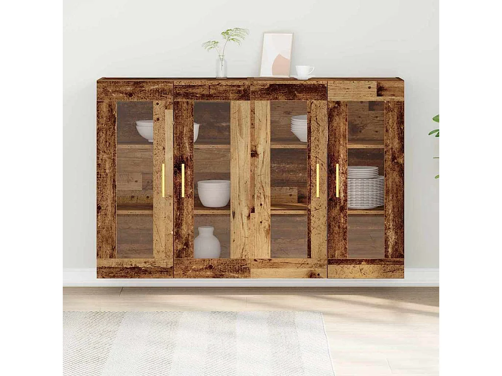 Pensili 2 pezzi in legno antico 69,5 x 34 x 90 cm in legno ricostituito