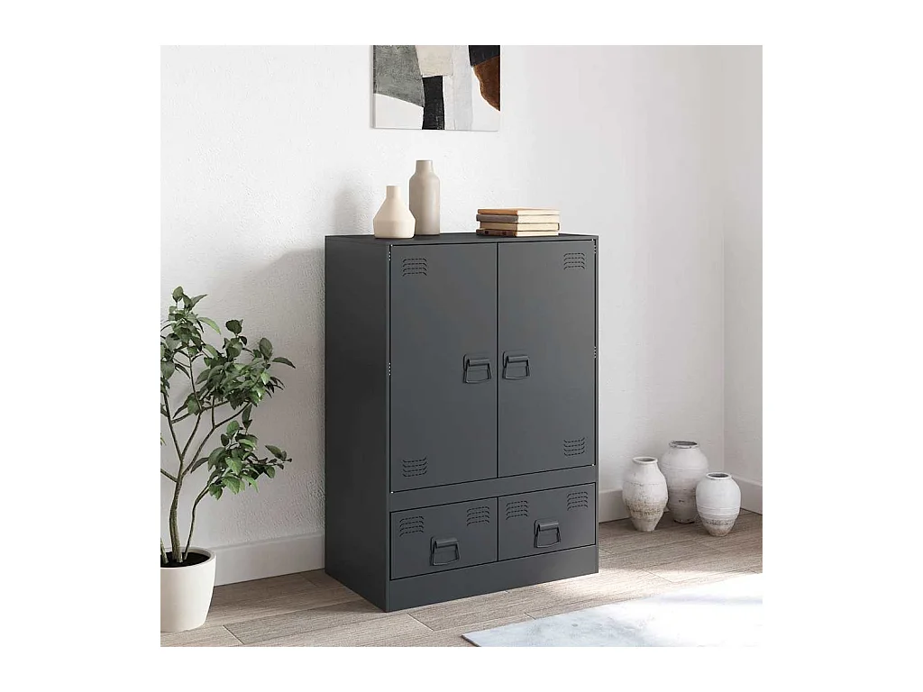 Buffet haut anthracite 67x39x95 cm acier