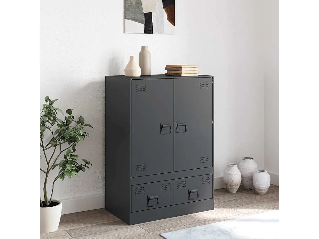 Buffet haut anthracite 67x39x95 cm acier