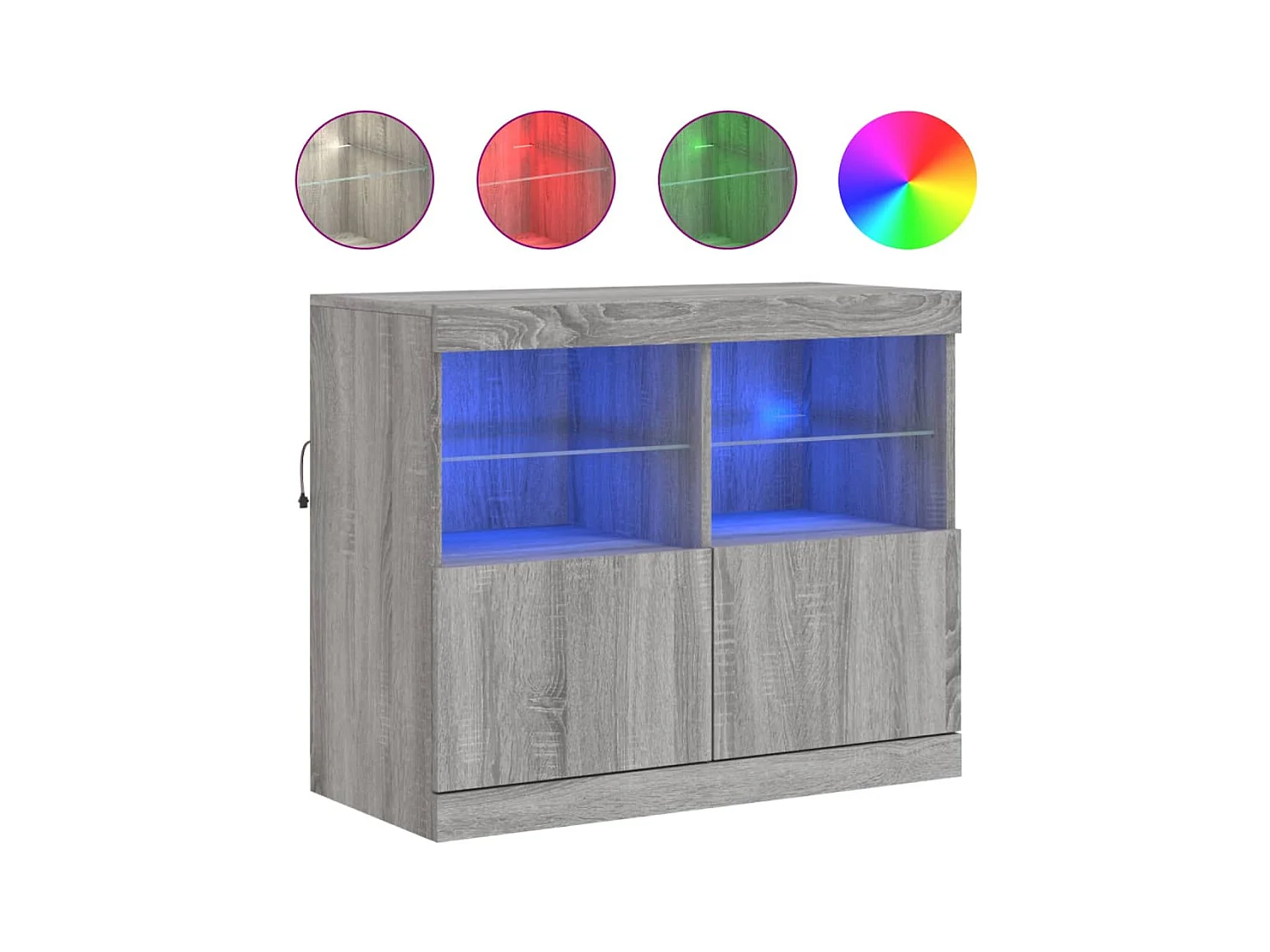 Dressoir met LED-verlichting Sonoma grijs 81x37x67 cm