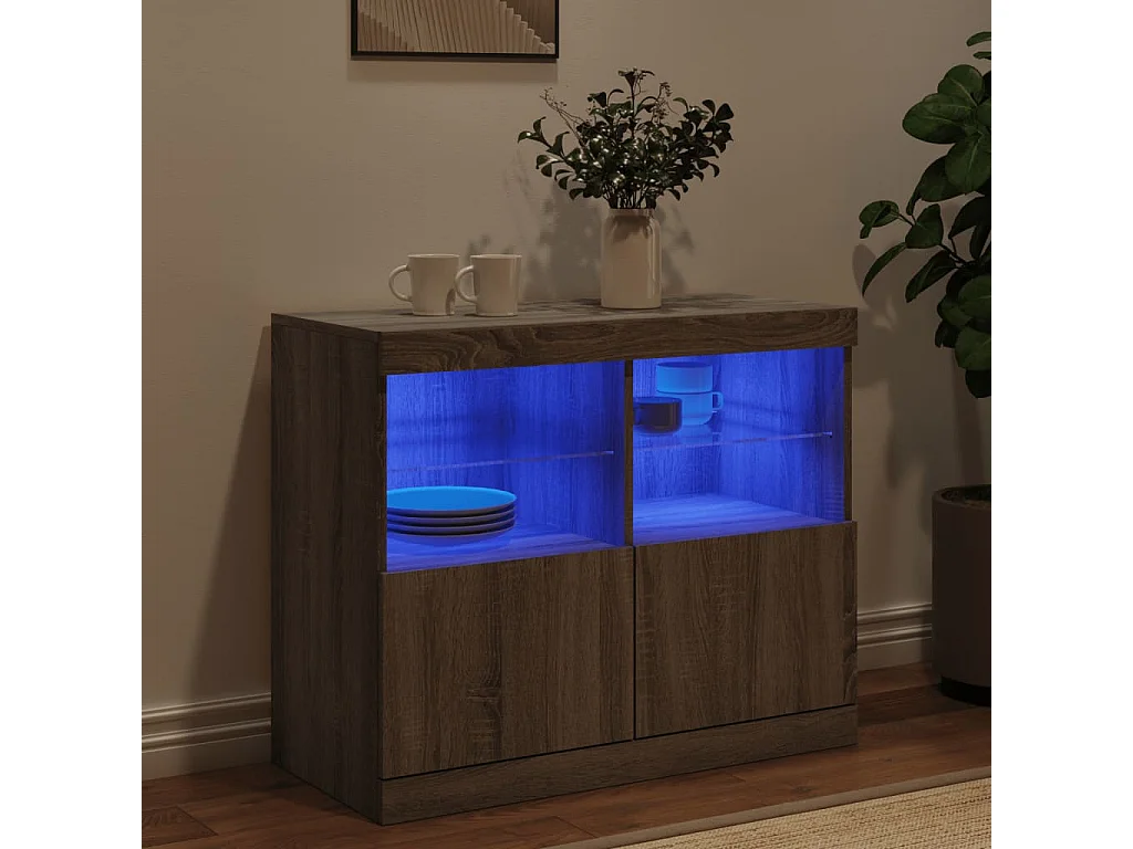 Buffet avec lumières LED sonoma gris 81x37x67 cm