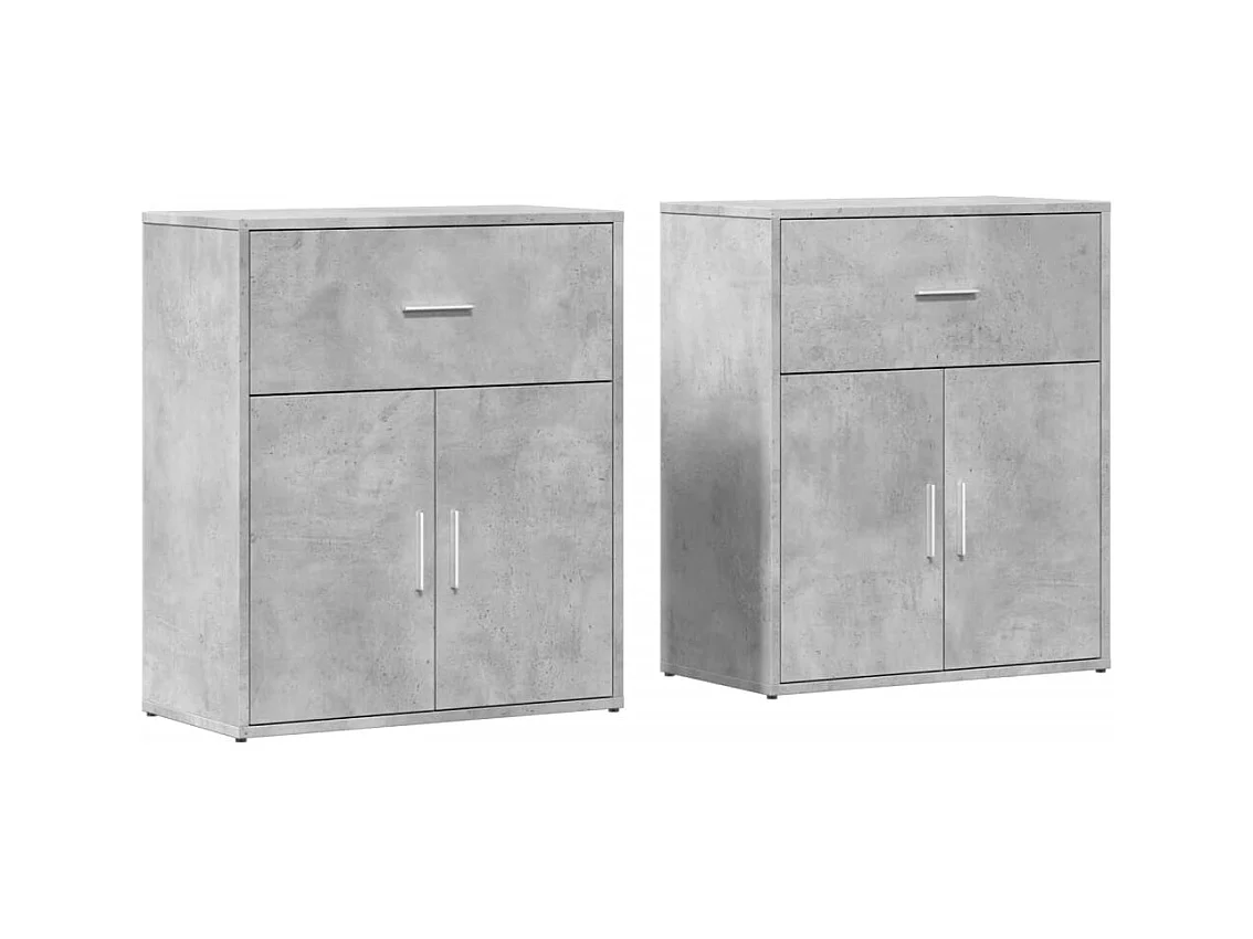 Buffets 2 pcs gris béton 60x31x70 cm bois d'ingénierie