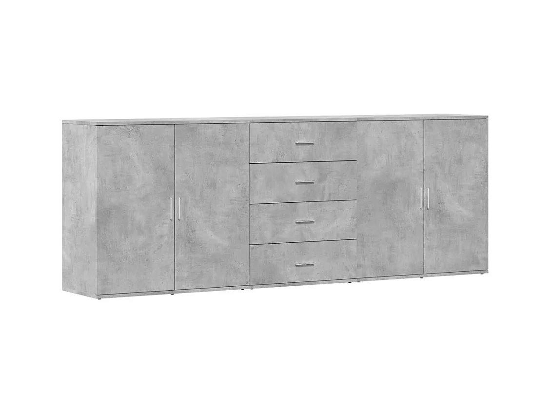 Buffets 3 pcs gris béton bois d'ingénierie