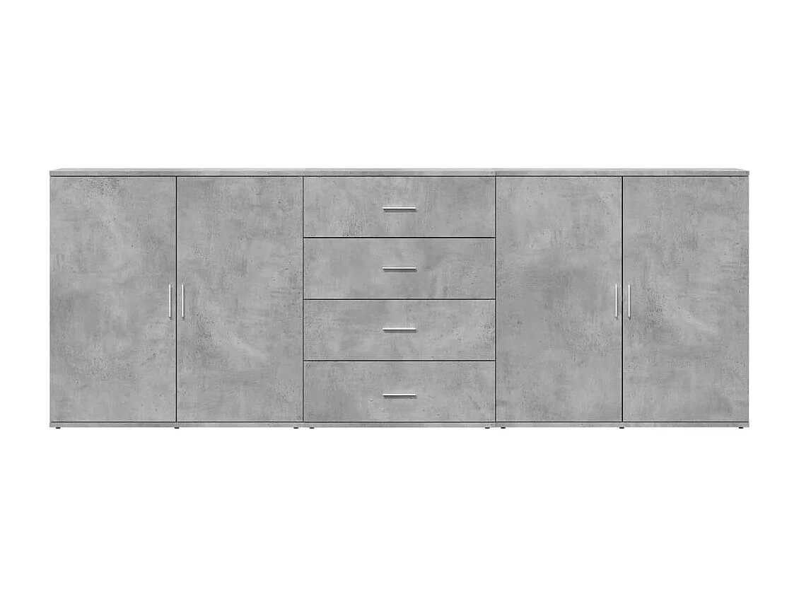 Buffets 3 pcs gris béton bois d'ingénierie