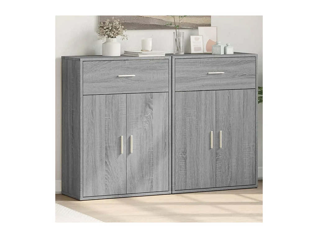 Buffets 2 pcs sonoma gris 60x30x84 cm bois d'ingénierie