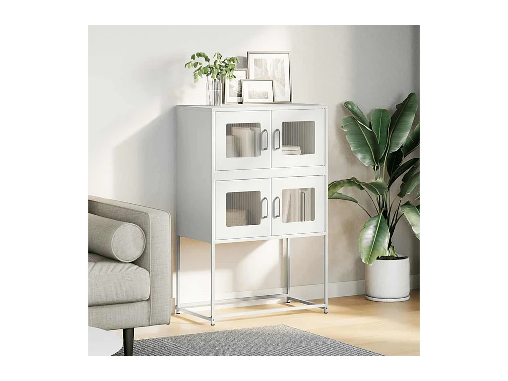 Buffet haut blanc 68x39x107 cm acier