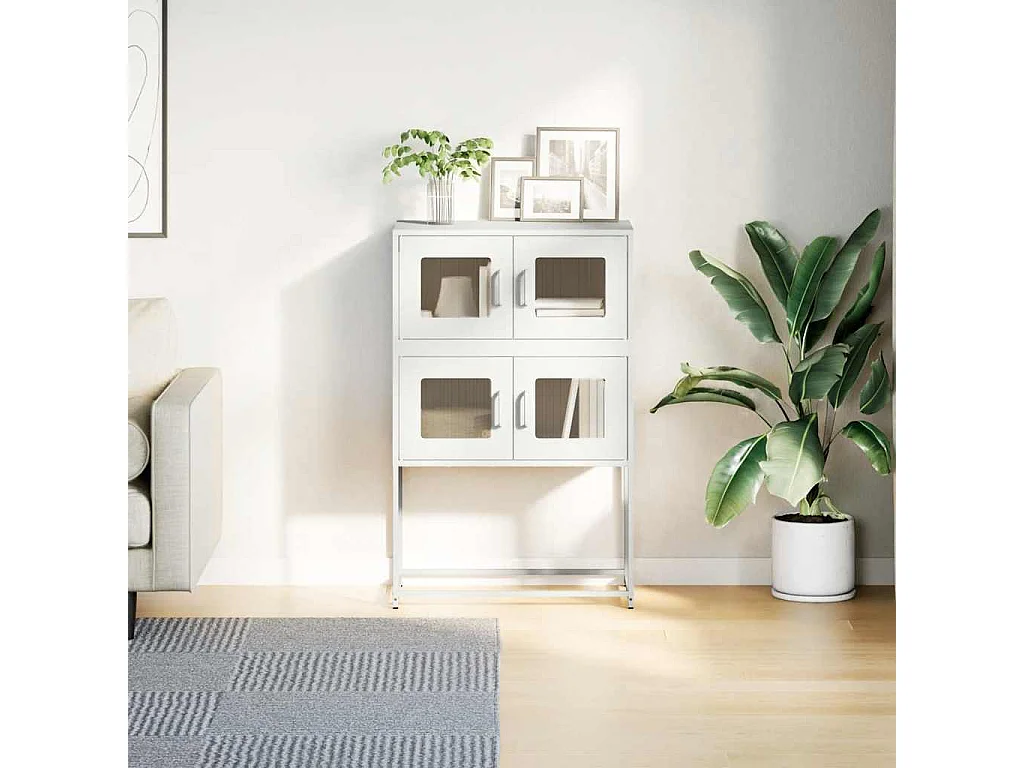 Buffet haut blanc 68x39x107 cm acier