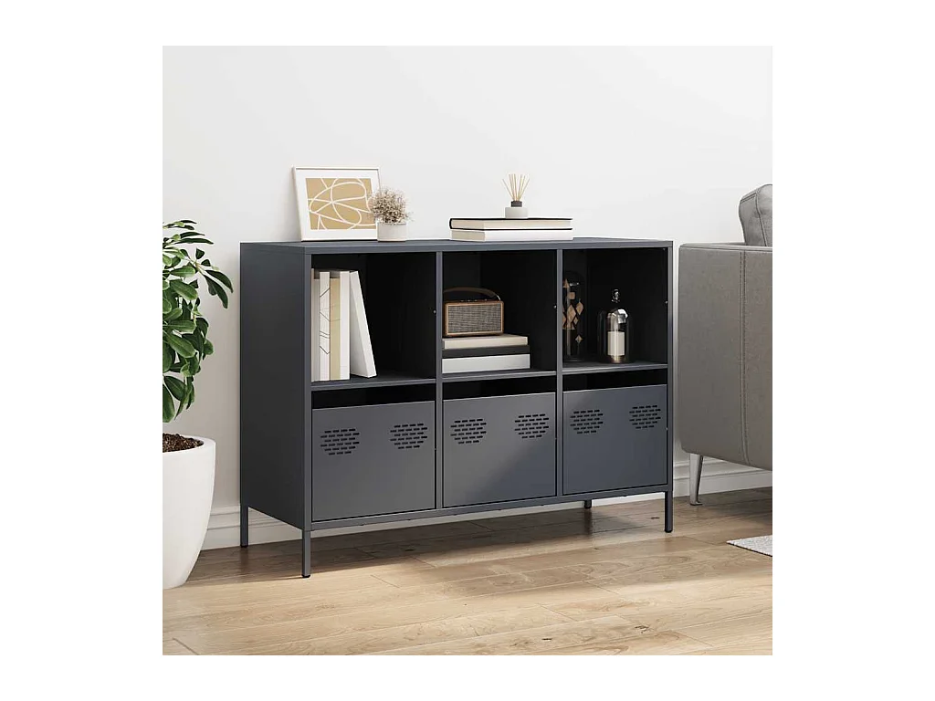 Buffet anthracite 101,5x39x73,5 cm acier laminé à froid