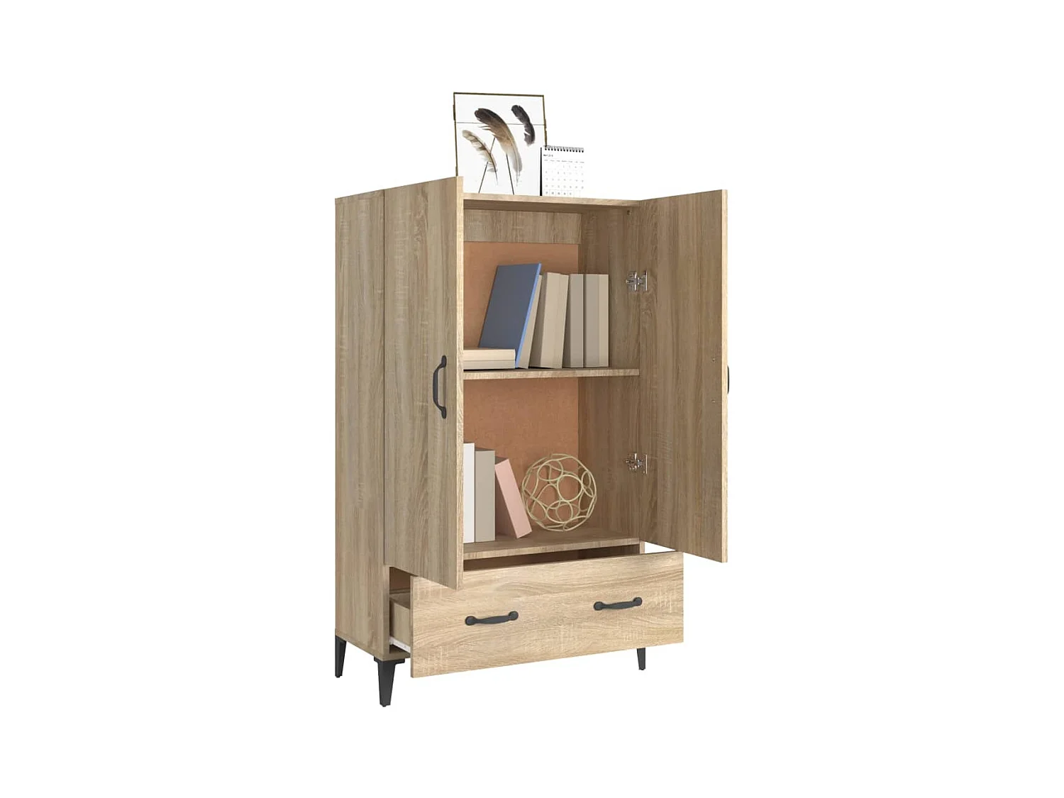 Aparador alto roble Sonoma 70x31x115 cm Madera de ingeniería