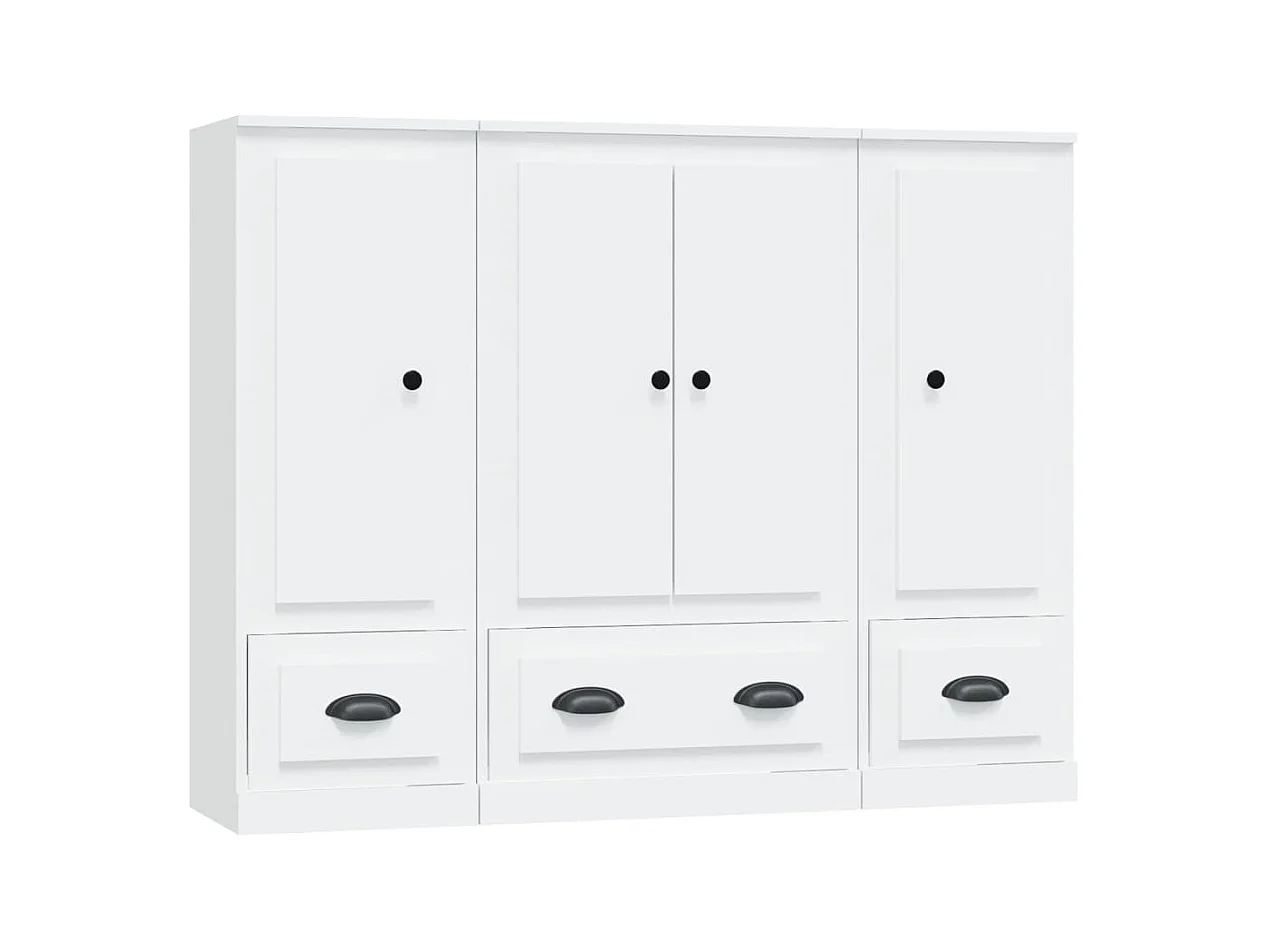 Buffets 3 pcs blanc bois d'ingénierie