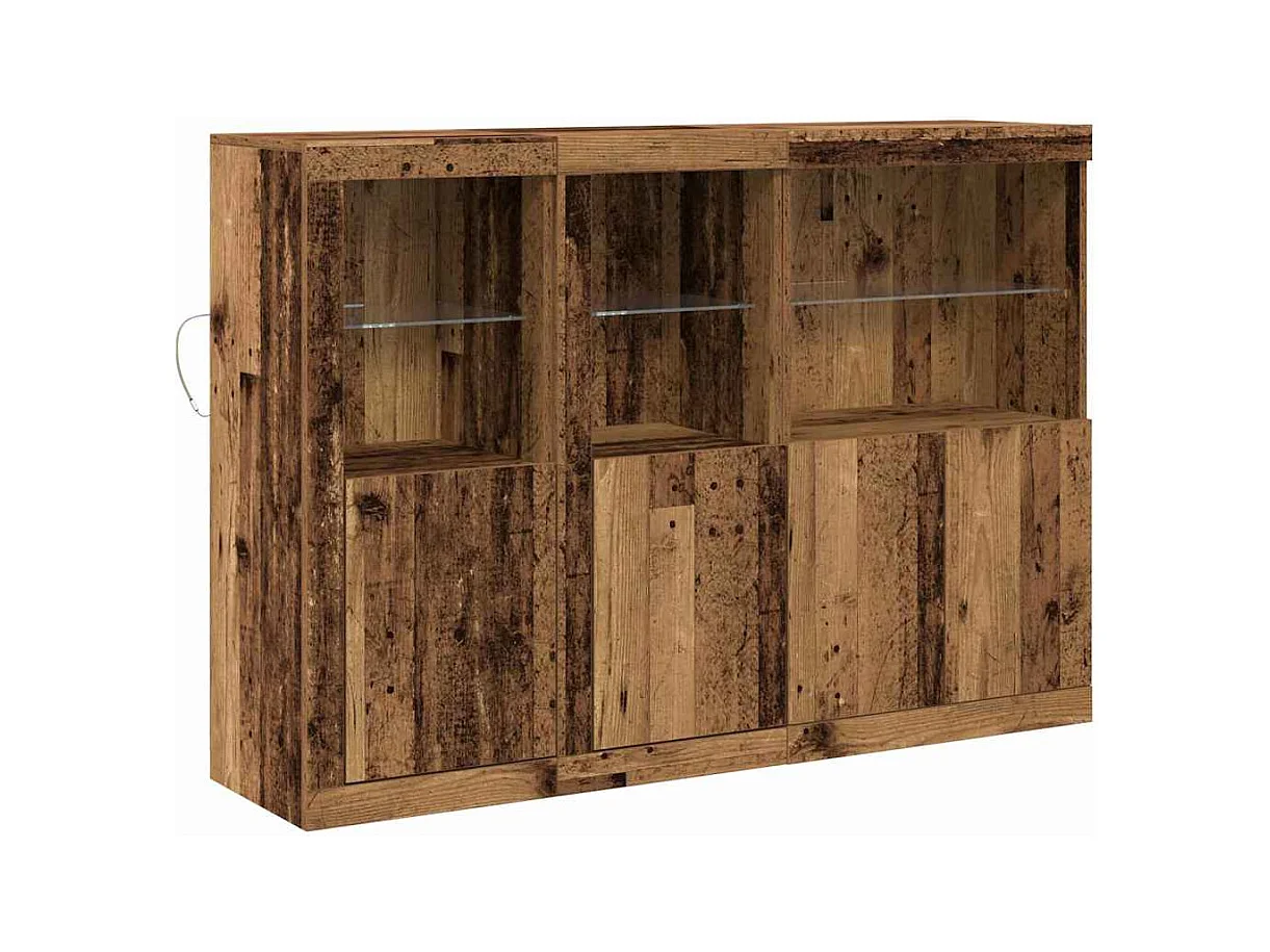 Buffet avec lumières LED - Bois ancien 142,5x37x100 cm - Bois reconstitué