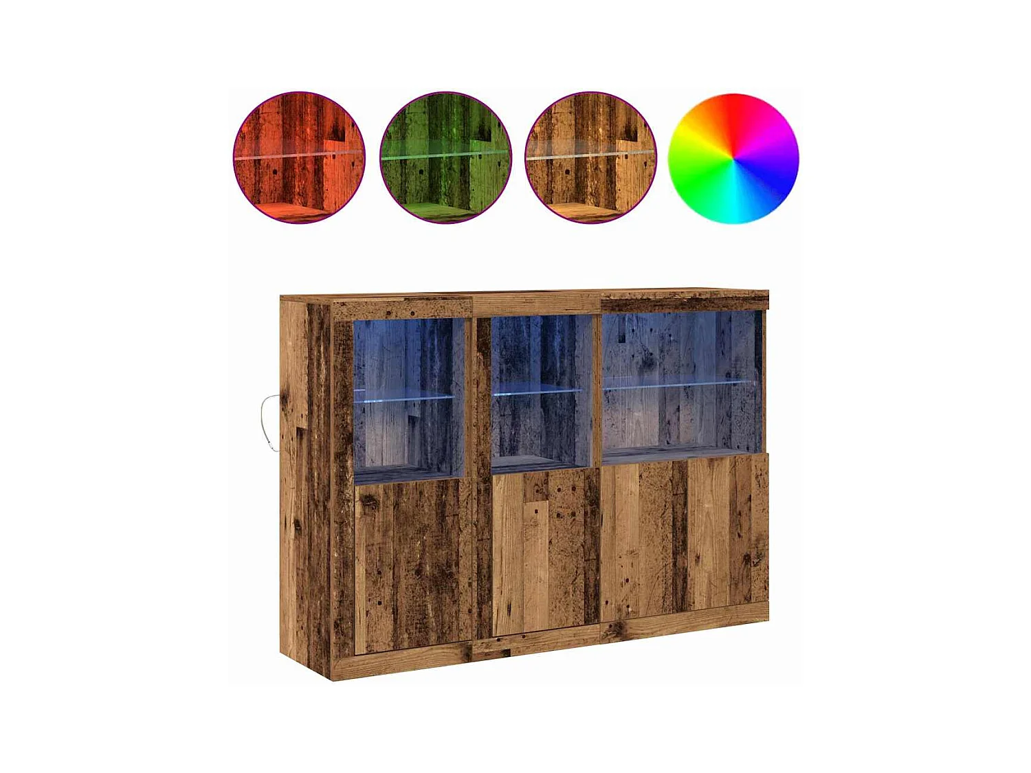 Buffet avec lumières LED - Bois ancien 142,5x37x100 cm - Bois reconstitué
