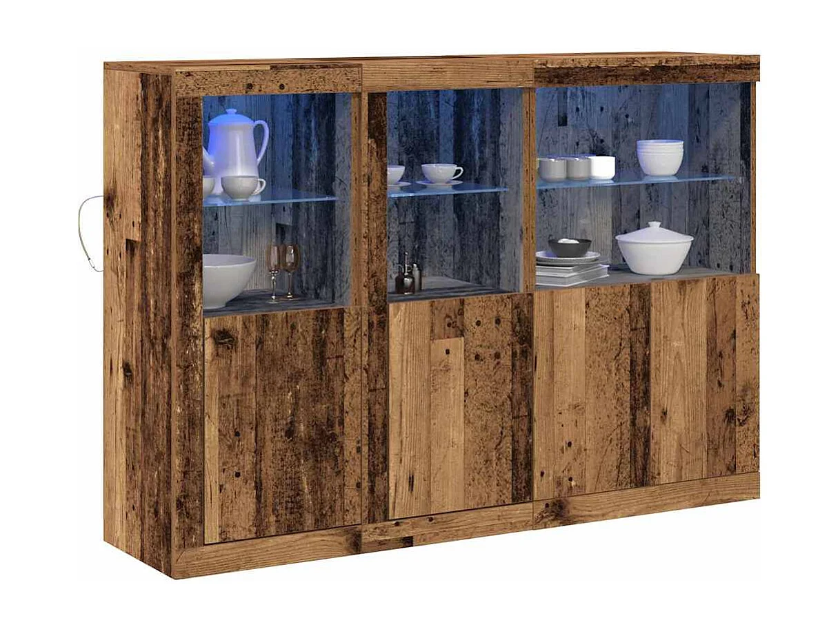 Buffet avec lumières LED - Bois ancien 142,5x37x100 cm - Bois reconstitué