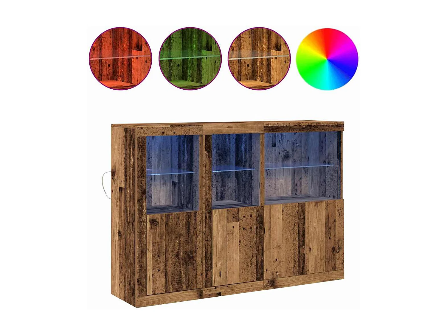 Buffet avec lumières LED - Bois ancien 142,5x37x100 cm - Bois reconstitué