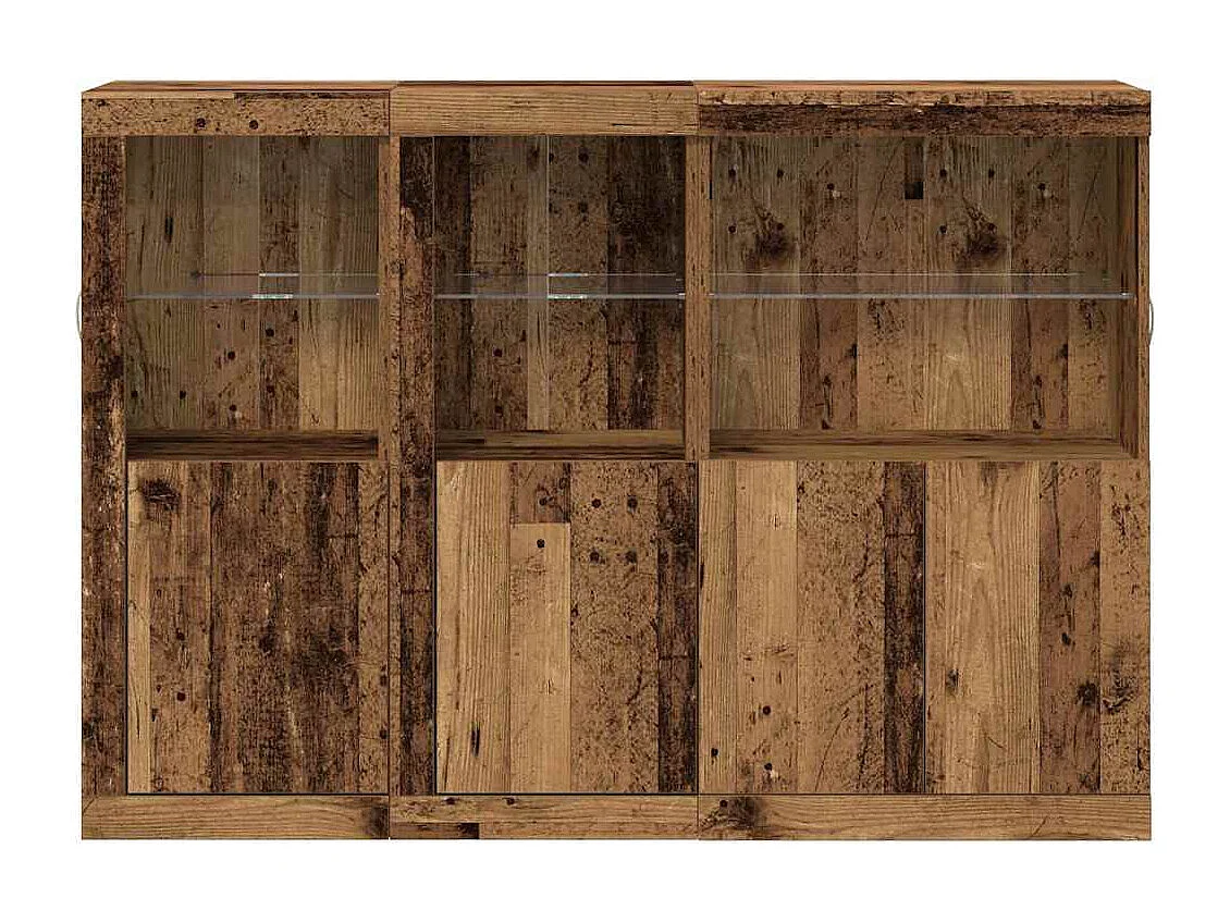 Buffet avec lumières LED - Bois ancien 142,5x37x100 cm - Bois reconstitué