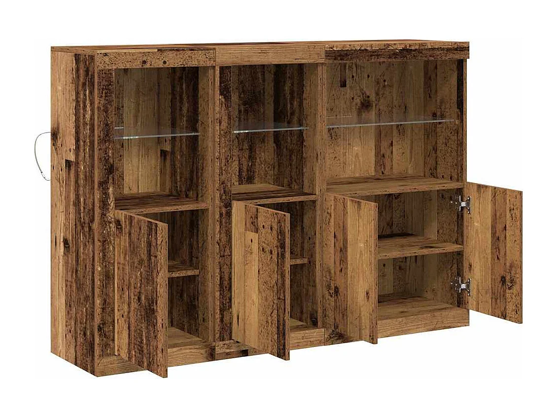 Buffet avec lumières LED - Bois ancien 142,5x37x100 cm - Bois reconstitué
