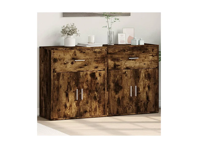Buffets 2 pcs chêne fumé 60x31x70 cm bois d'ingénierie