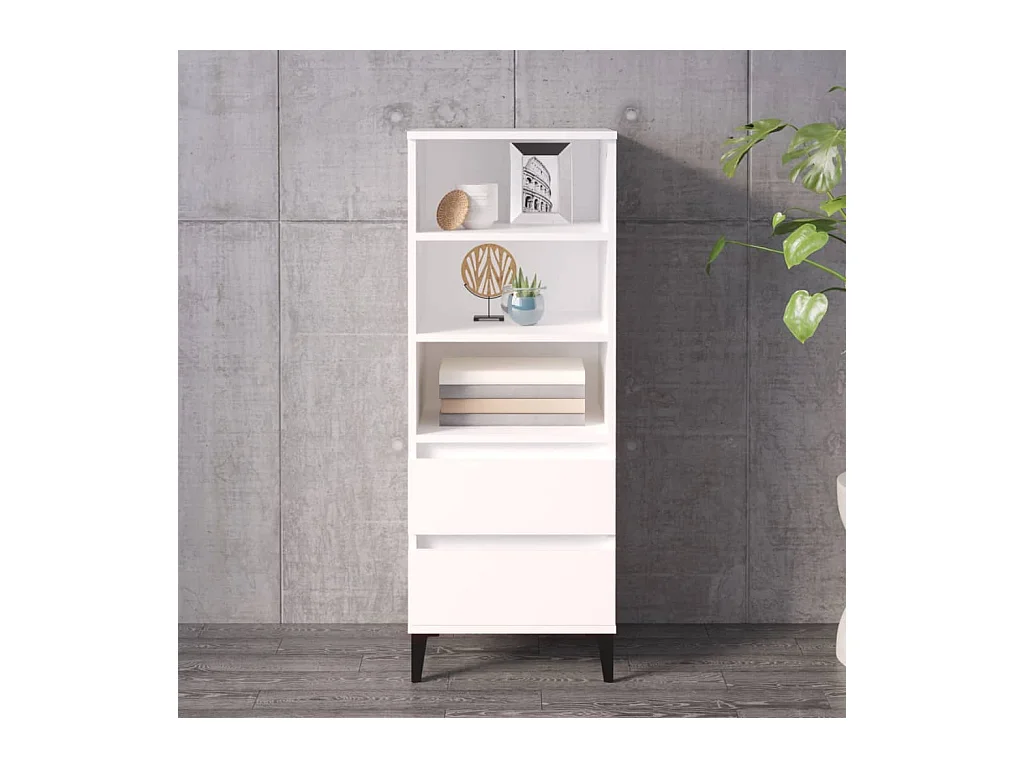 Credenza alta bianca 40x36x110 cm Legno ingegnerizzato