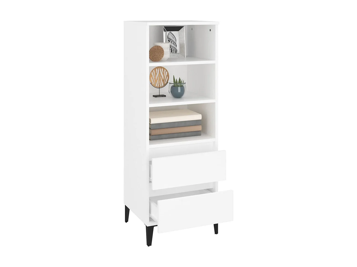 Credenza alta bianca 40x36x110 cm Legno ingegnerizzato