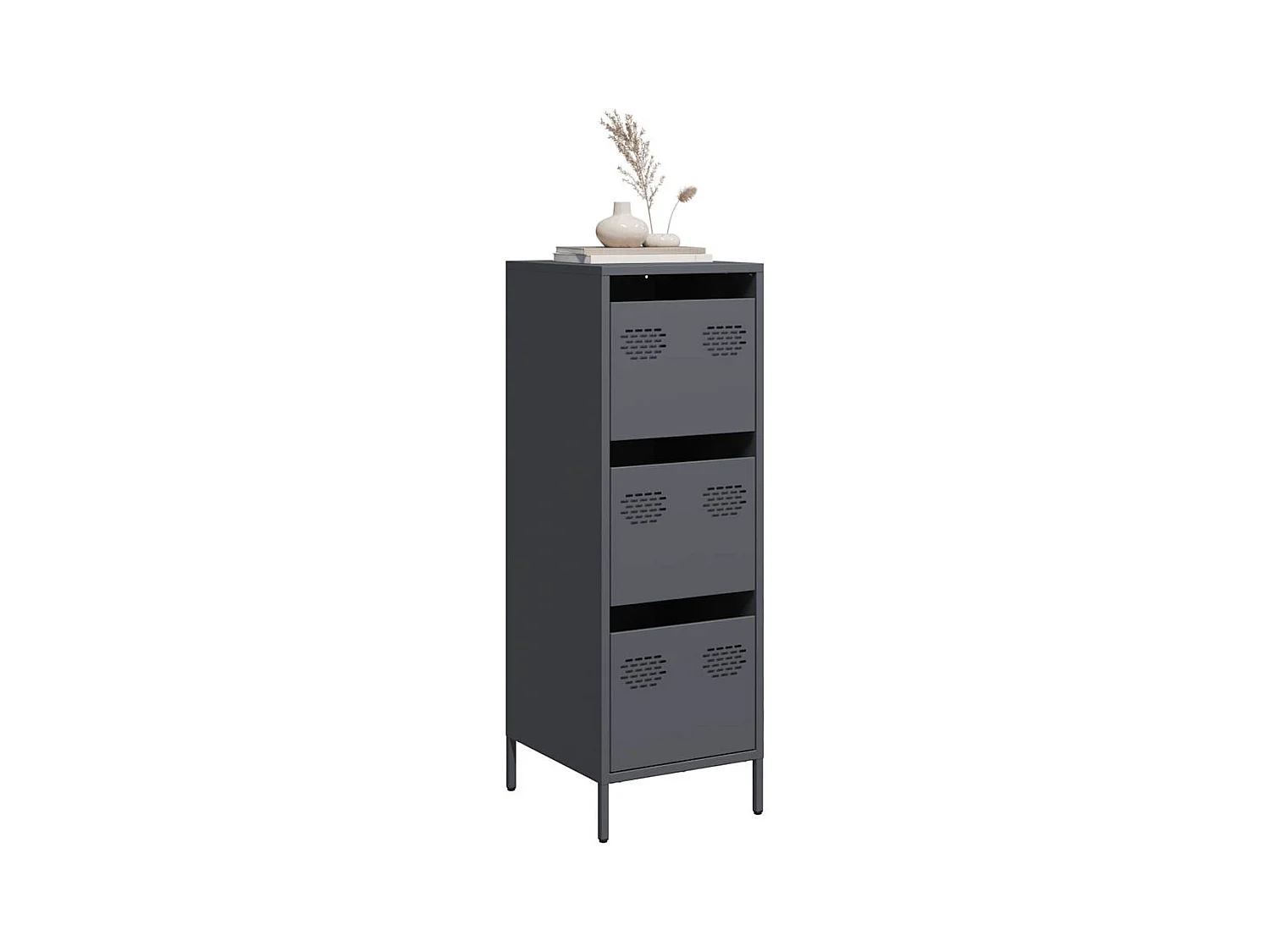 Antraciet hoog dressoir 39x35x103,5 cm staal