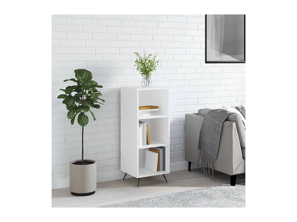 Witte plankenkast 34,5x32,5x90 cm van bewerkt hout