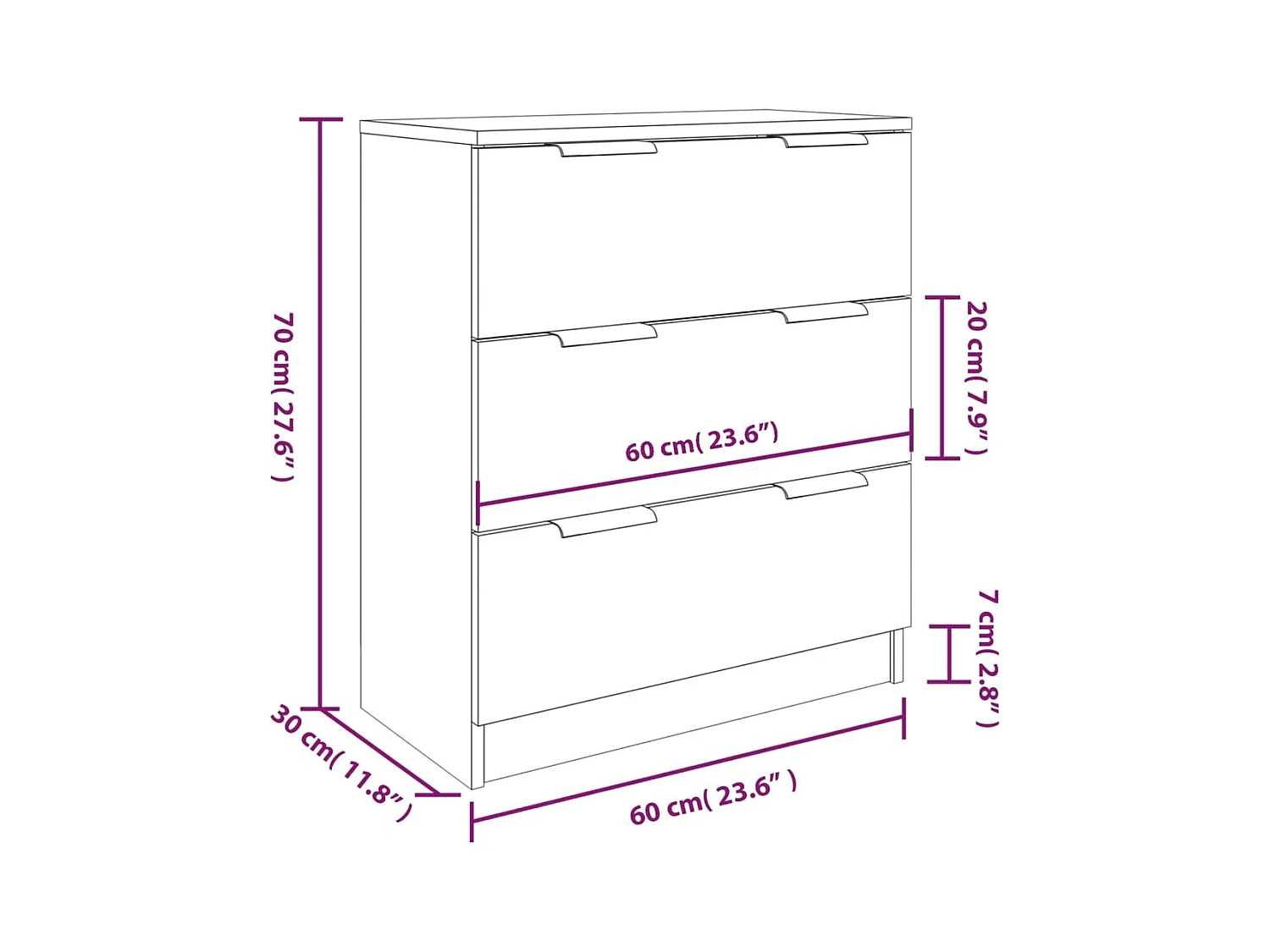 Buffets 3 pcs Sonoma gris Bois d'ingénierie