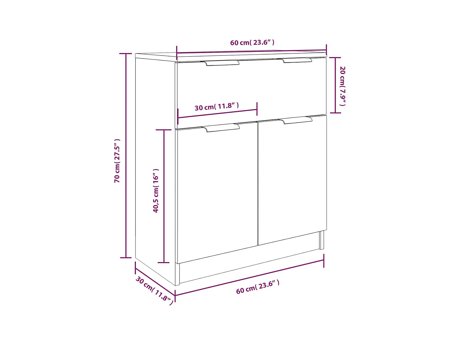 Buffets 3 pcs Sonoma gris Bois d'ingénierie