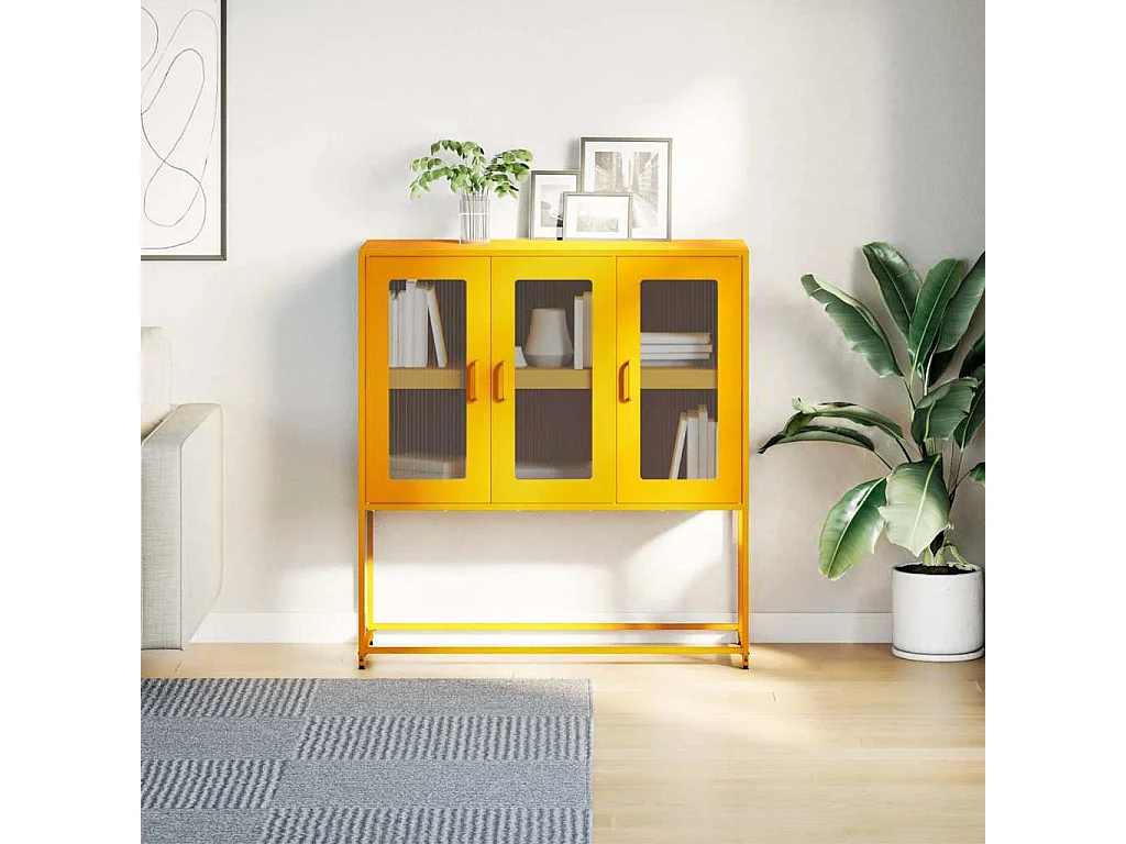 Buffet jaune moutarde 100,5x39x107 cm acier laminé à froid