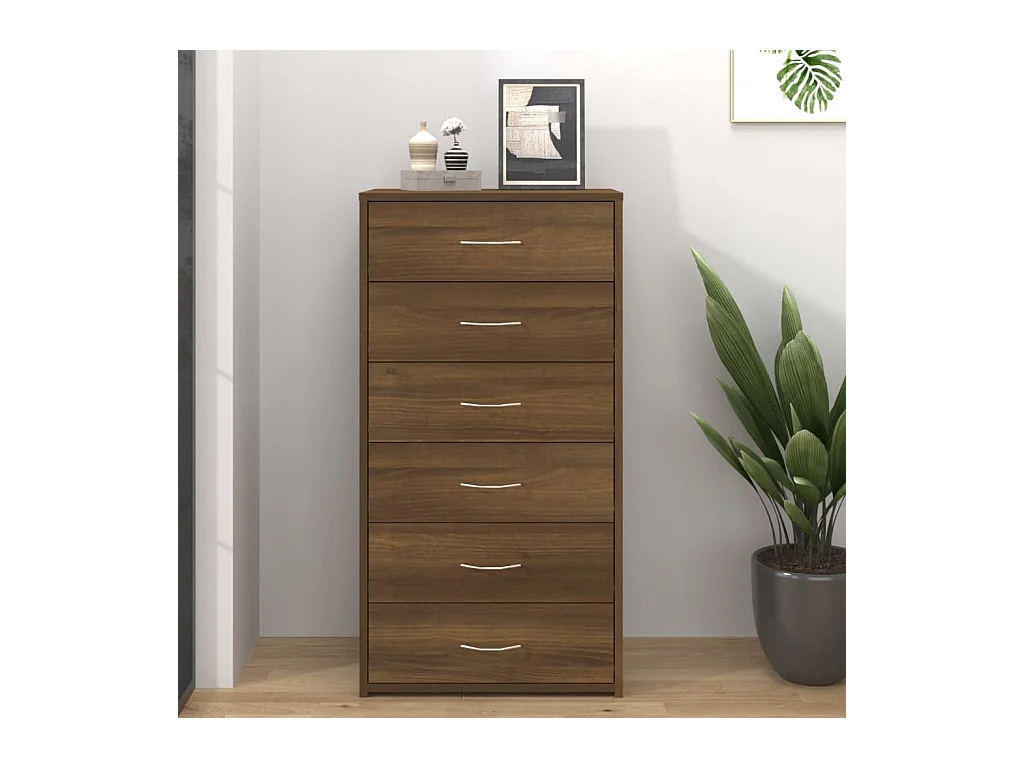 Buffet avec 6 tiroirs Chêne brun 50x34x96 cm Bois d'ingénierie