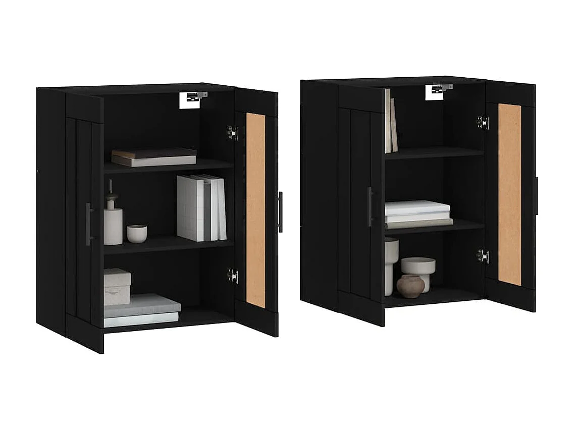 Armoires murales 2 pcs noir bois d'ingénierie