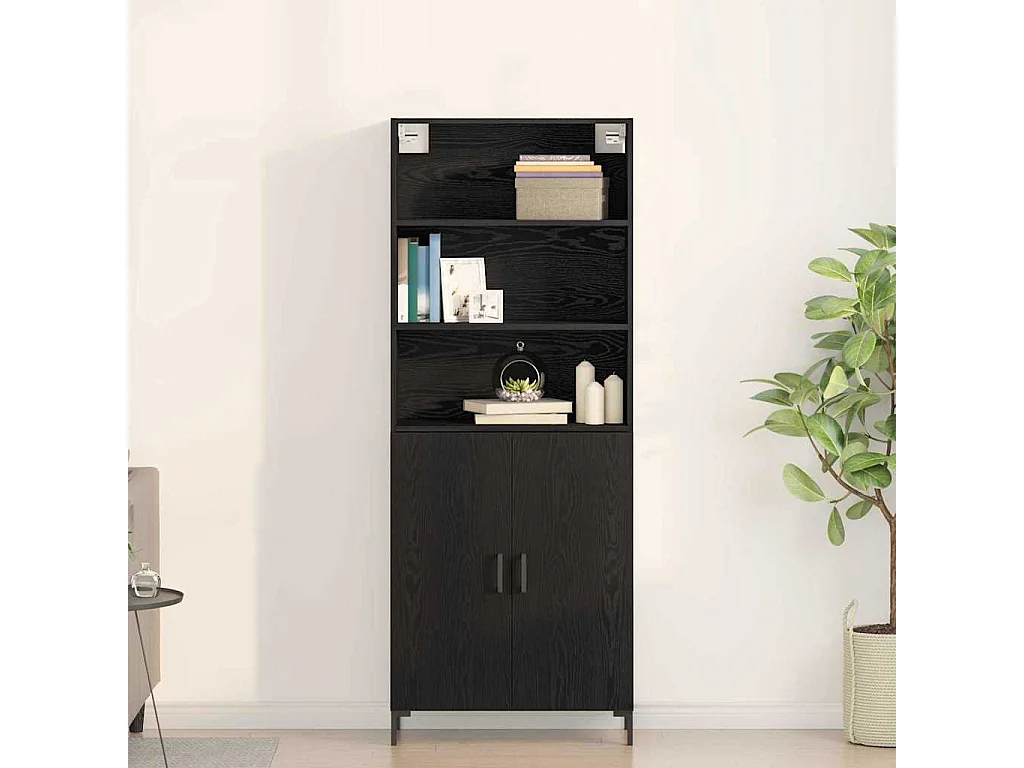 Buffet Chêne Noir 69.5x34x180 cm Bois d'Ingénierie