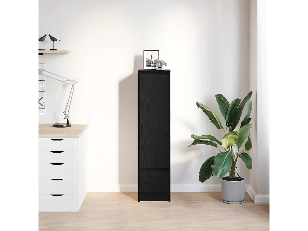 Buffet haut chêne noir 29,5x34x119,5 cm bois d'ingénierie