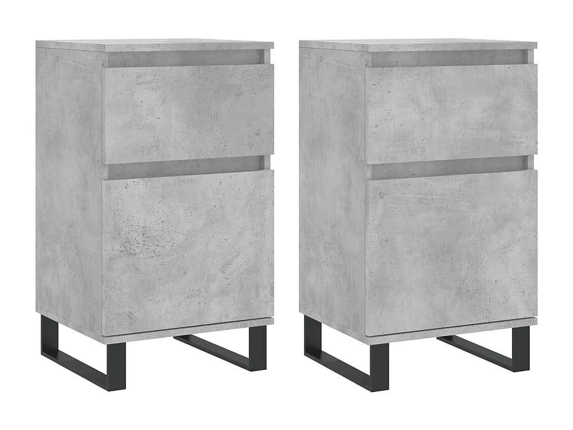 Buffets 2 pcs gris béton 40x35x70 cm bois d'ingénierie