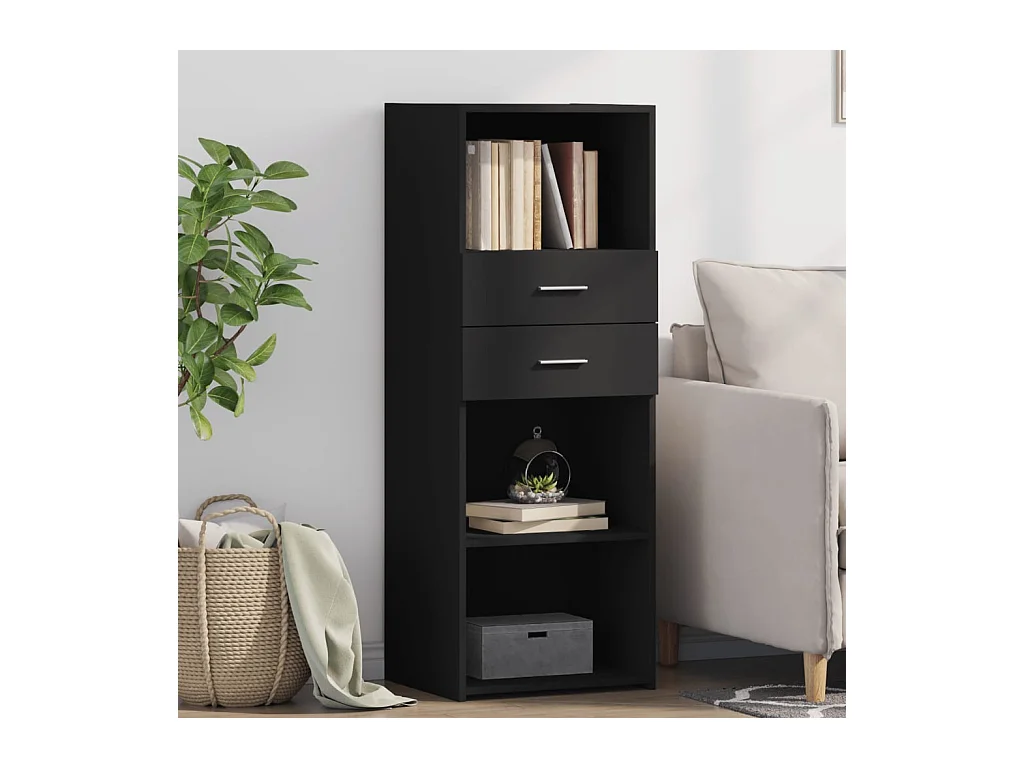 Buffet haut noir 45x42,5x124 cm bois d'ingénierie