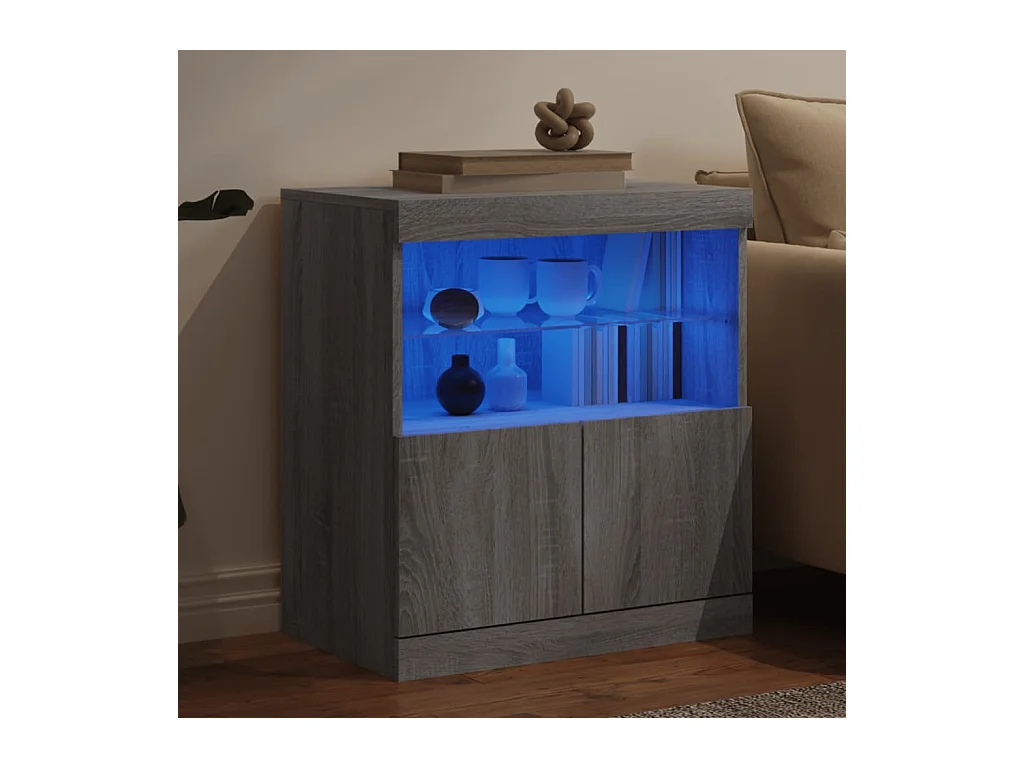 Buffet avec lumières LED sonoma gris 60x37x67 cm