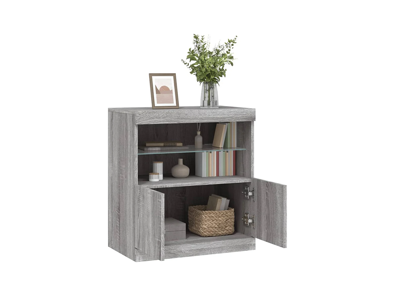 Buffet avec lumières LED sonoma gris 60x37x67 cm