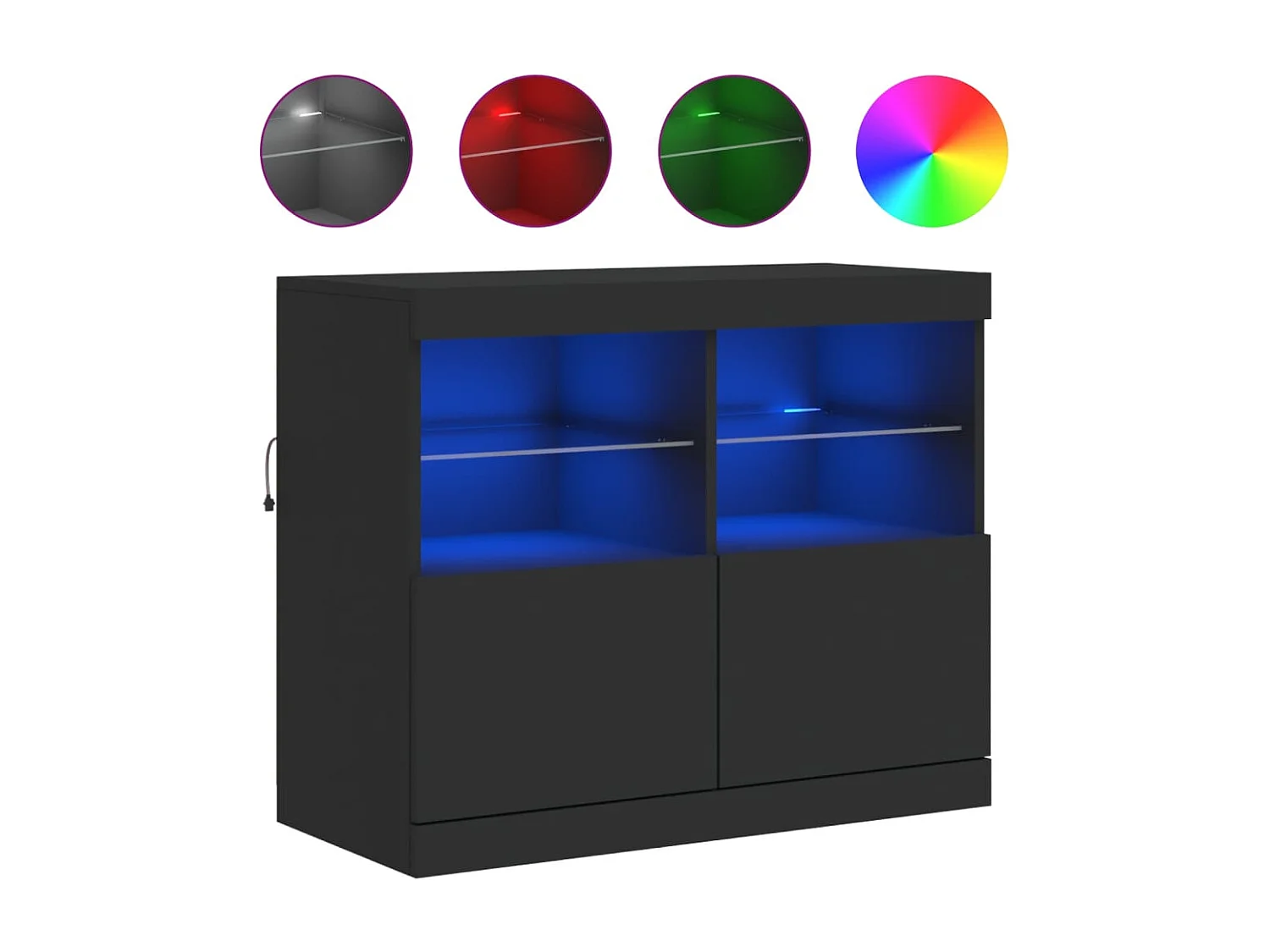 Buffet avec lumières LED noir 81x37x67 cm