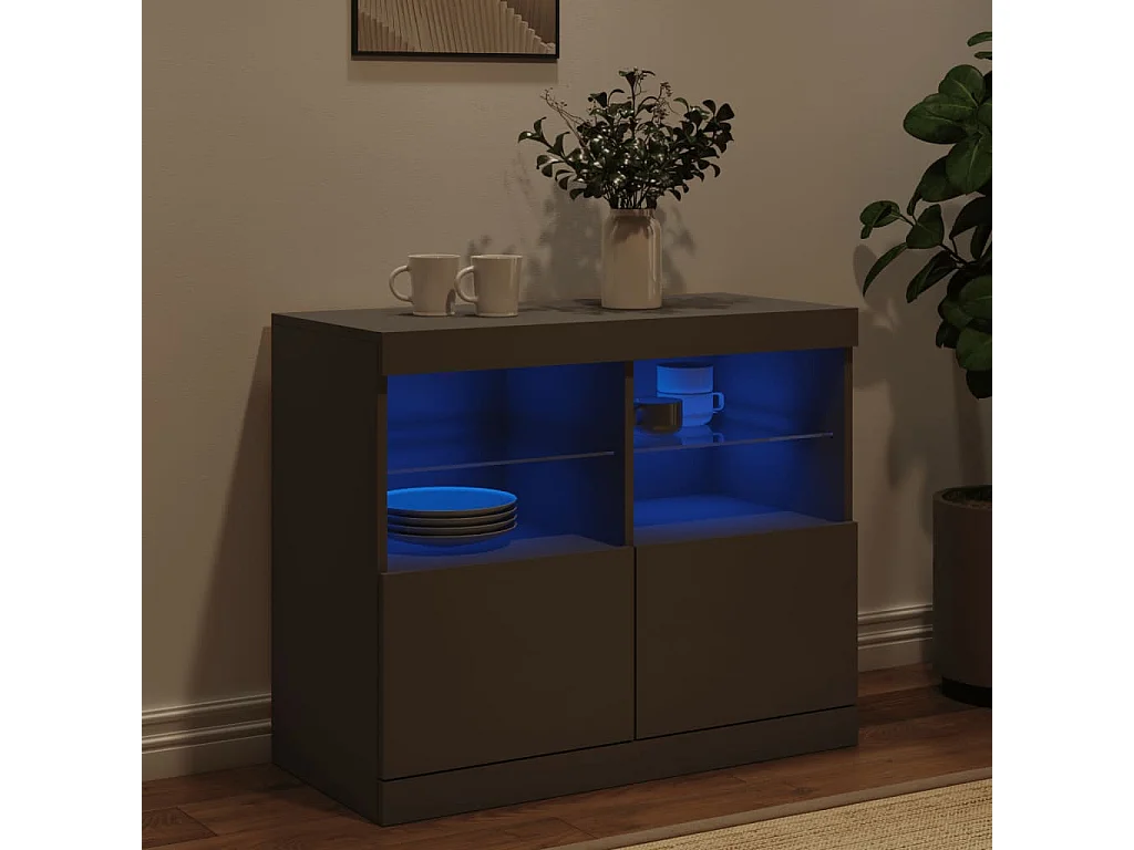 Buffet avec lumières LED noir 81x37x67 cm